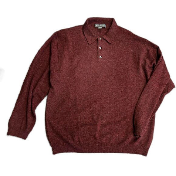Banana Republic NWOT Burgundy 100% Cashmere LS Polo Sweater Size L - Picture 2 of 10